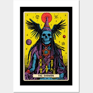 The Shaman Psychedelic Tarot Card Art Tee: Mystical Journey Posters and Art